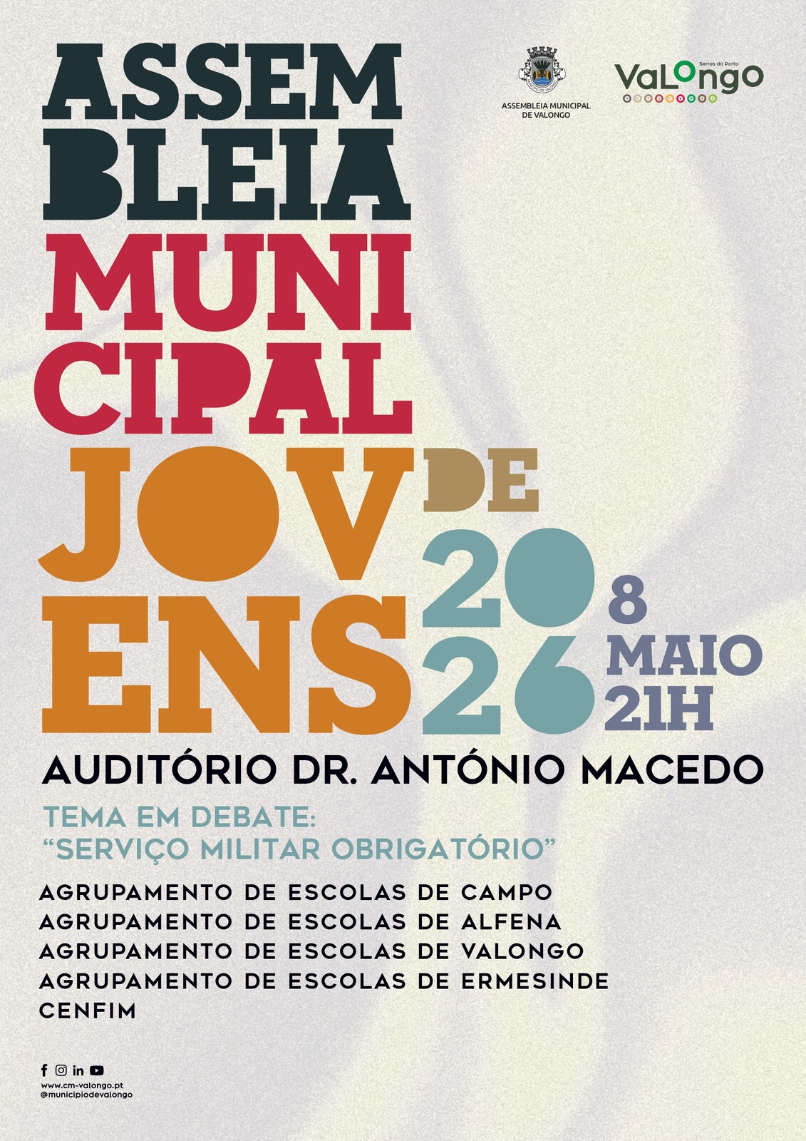 Cartaz: Assembleia Municipal de Jovens a 08 de maio