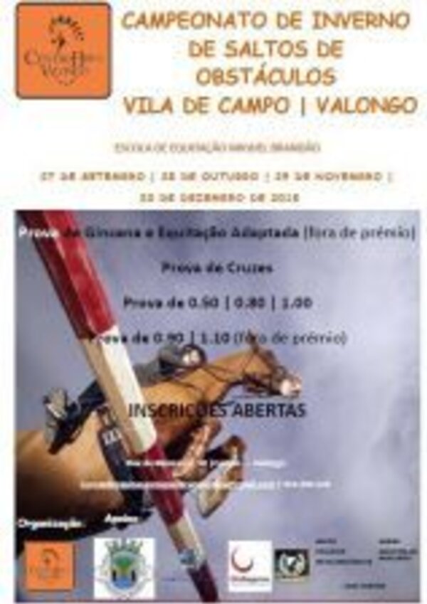 Cartaz do Campeonato de Saltos de Obstáculos em Vila de Campo e Valongo.