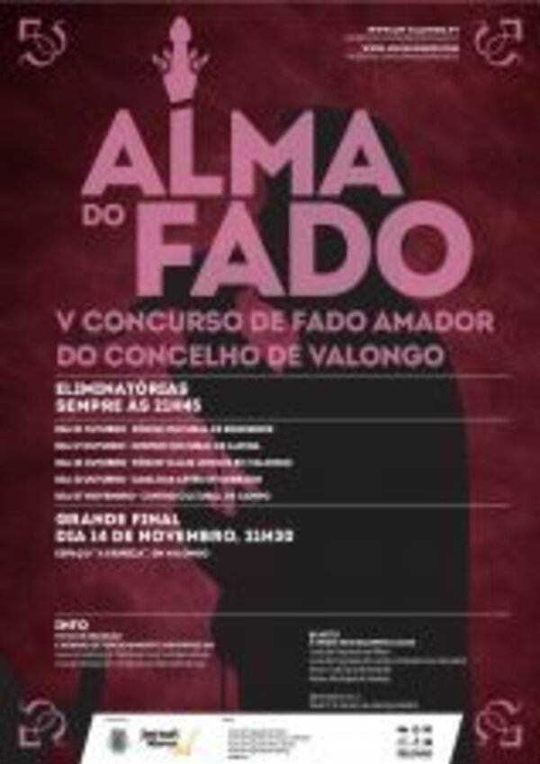 Cartaz do V Concurso de Fado Amador de Valongo, com detalhes do evento.