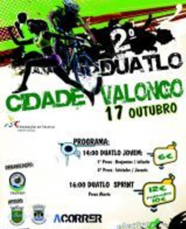 Cartaz do 2º Duatlo Cidade Valongo, com data e programa do evento.