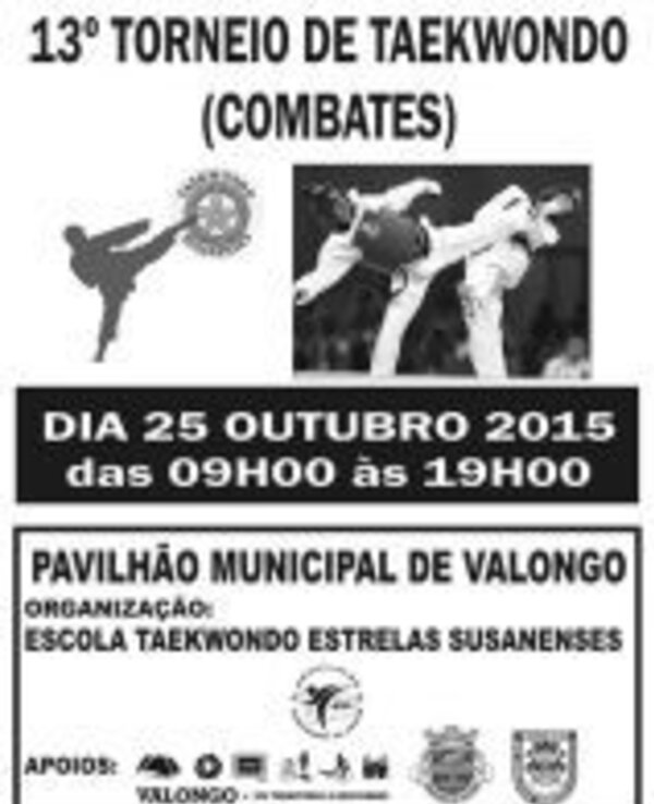 Cartaz do 13º Torneio de Taekwondo em Valongo, 25 de Outubro de 2015.