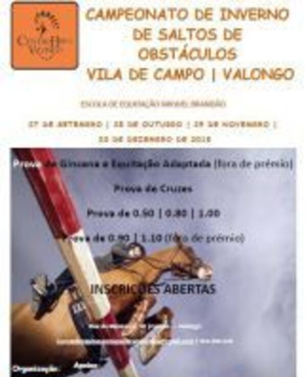 Cartaz do Campeonato de Saltos de Obstáculos em Vila de Campo e Valongo.