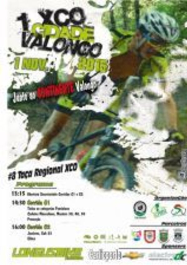 Cartaz do 1º XCO de Valongo, com detalhes do evento e um ciclista em ação.