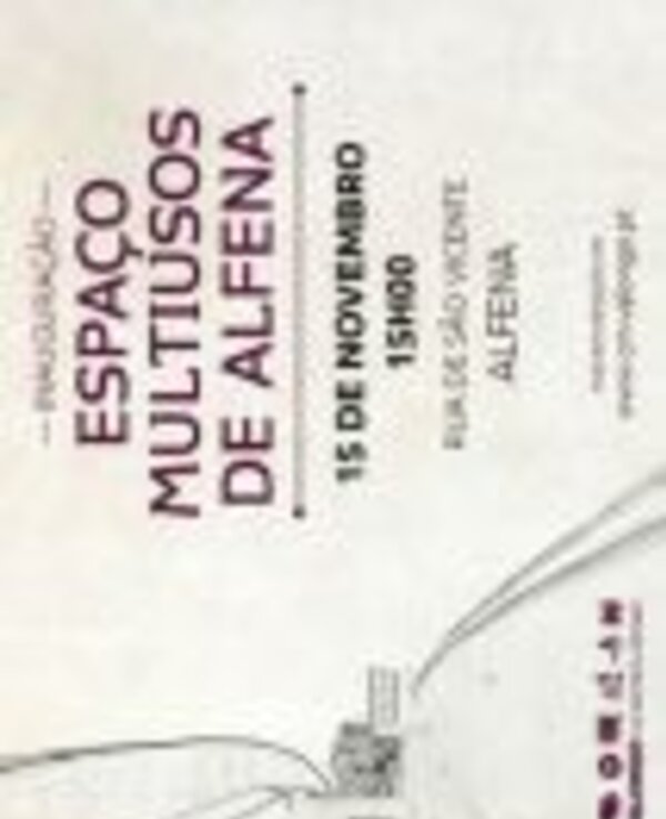 Cartaz da inauguração do Espaço Multiusos de Alfenna, com data e local.