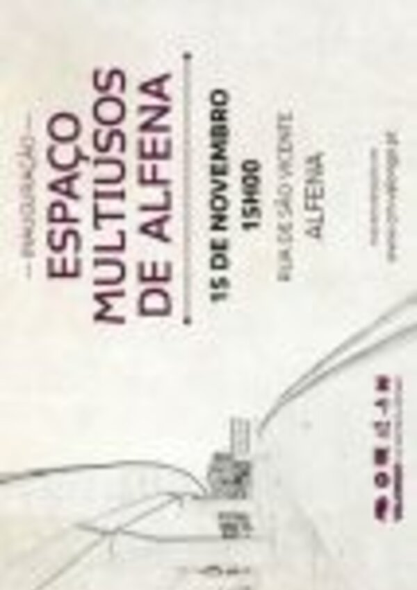 Cartaz da inauguração do Espaço Multiusos de Alfenna, com data e local.