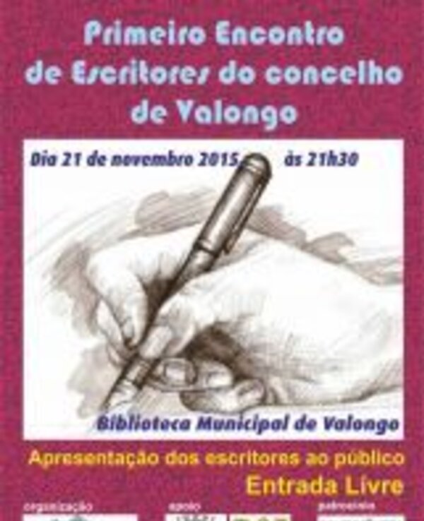 Cartaz do Primeiro Encontro de Escritores de Valongo, com data e local.