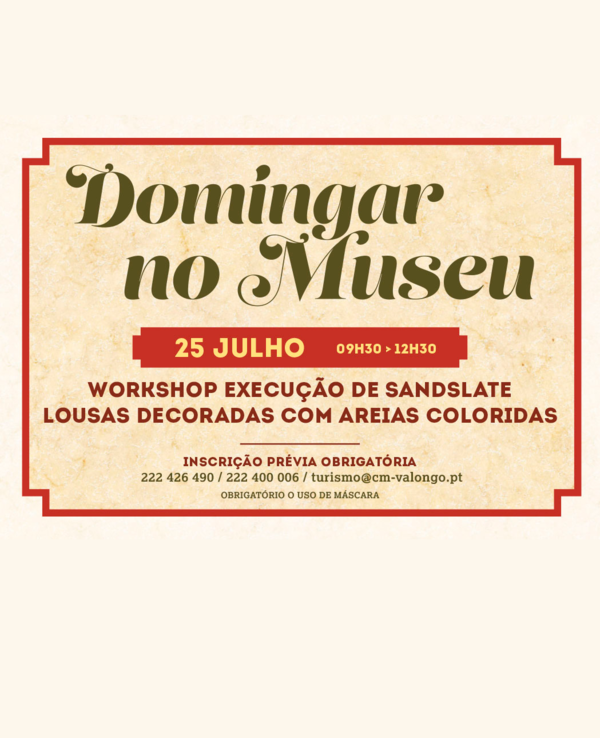 Cartaz do evento 'Domingar no Museu' com detalhes do workshop.