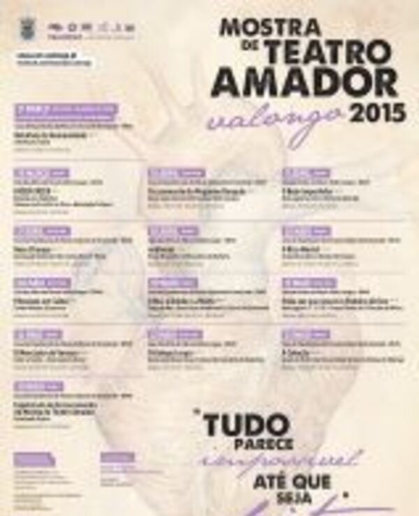 Cartaz da Mostra de Teatro Amador de Valongo 2015 com programação.