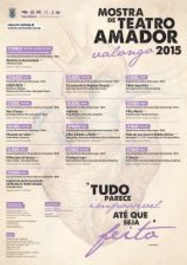 Cartaz da Mostra de Teatro Amador de Valongo 2015 com programação.