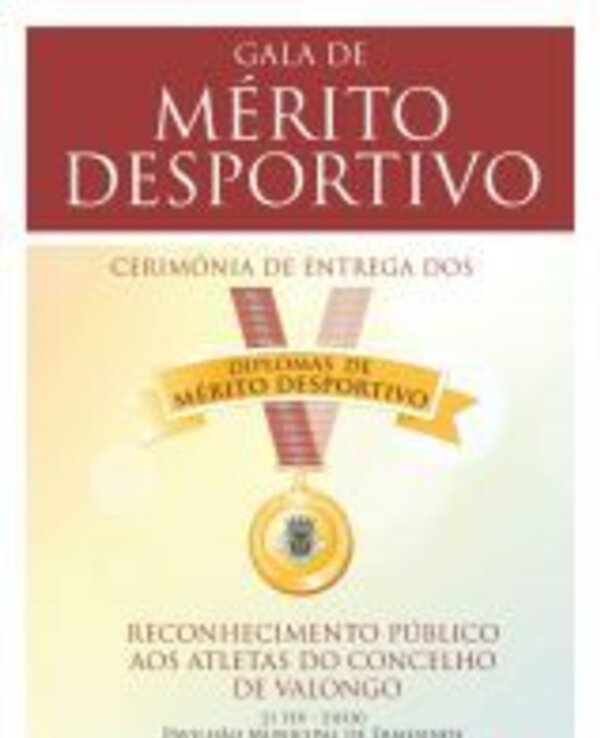 Cartaz da Gala de Mérito Desportivo em Valongo, com detalhes da cerimónia.