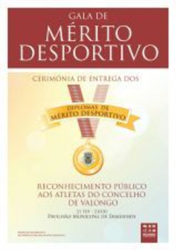Cartaz da Gala de Mérito Desportivo em Valongo, com detalhes da cerimónia.