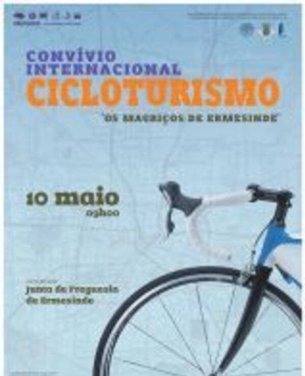 Cartaz do evento 'Cicloturismo' com uma bicicleta e informações sobre a data.