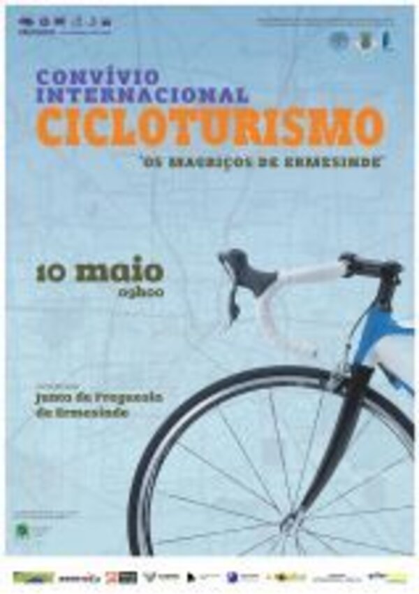 Cartaz do evento 'Cicloturismo' com uma bicicleta e informações sobre a data.