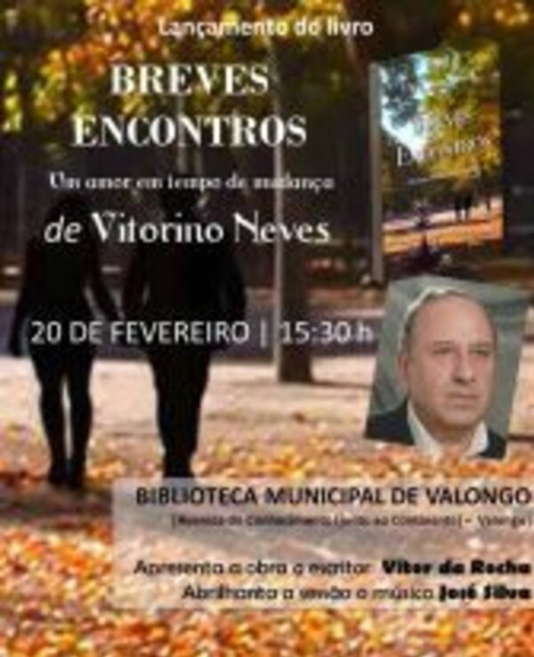 Cartaz do lançamento do livro 'Breves Encontros' de Vitorino Neves.