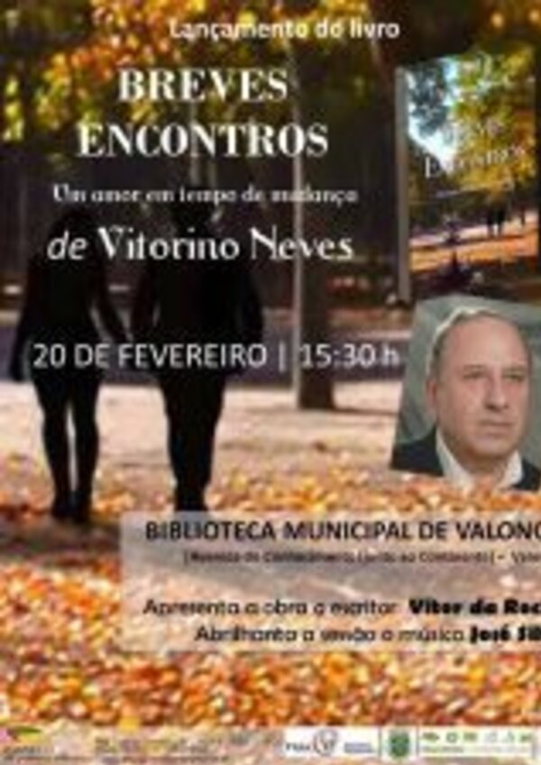 Cartaz do lançamento do livro 'Breves Encontros' de Vitorino Neves.