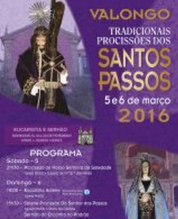 Cartaz da Procissão dos Santos Passos em Valongo, com detalhes do evento.