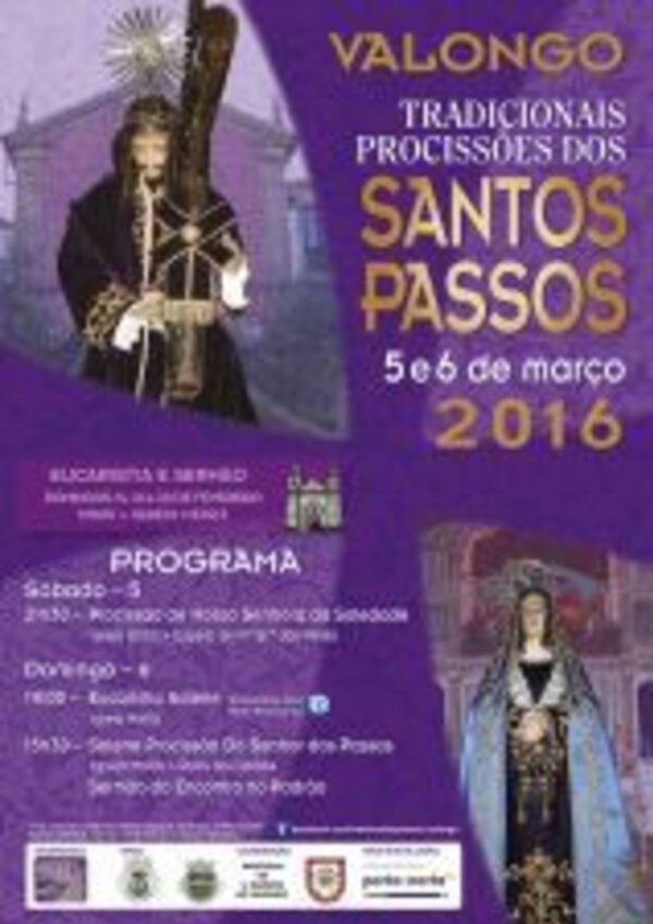 Cartaz da Procissão dos Santos Passos em Valongo, com detalhes do evento.