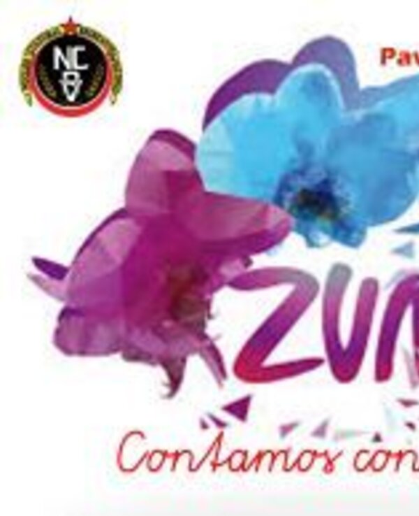 Cartaz do evento Zumba, com data, local e preço destacados.