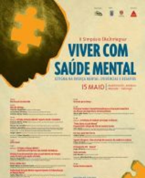 Cartaz do I Simpósio Eletrónico sobre Saúde Mental, com detalhes do evento.