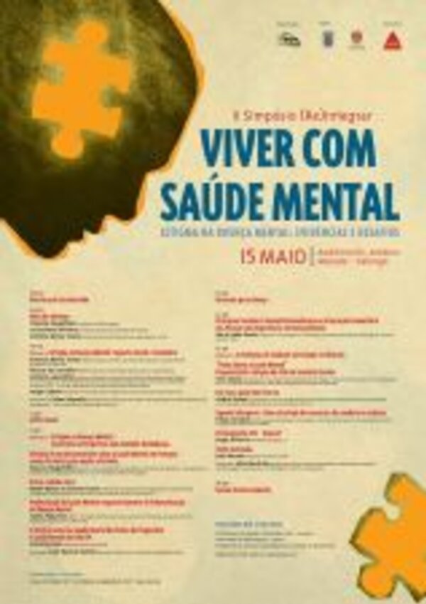 Cartaz do I Simpósio Eletrónico sobre Saúde Mental, com detalhes do evento.