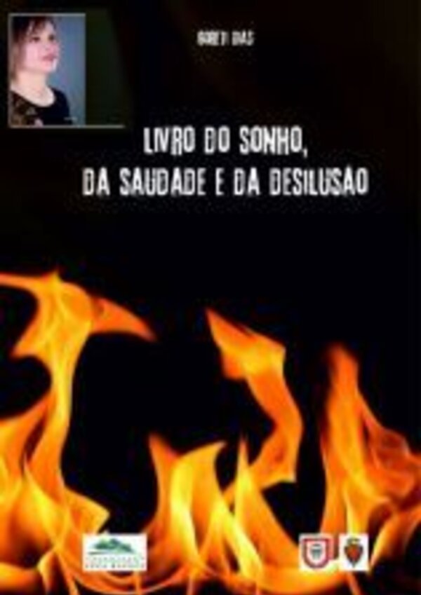 Capa de livro com título sobre sonhos e desilusões, fundo de chamas.