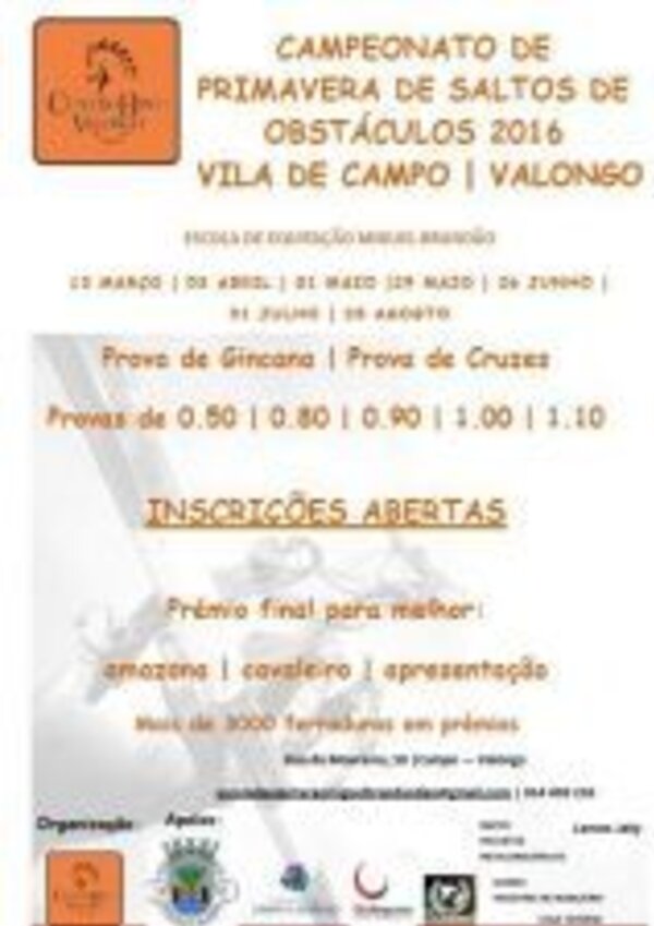 Cartaz do Campeonato de Primavera de Saltos de Obstáculos 2016 em Valongo.