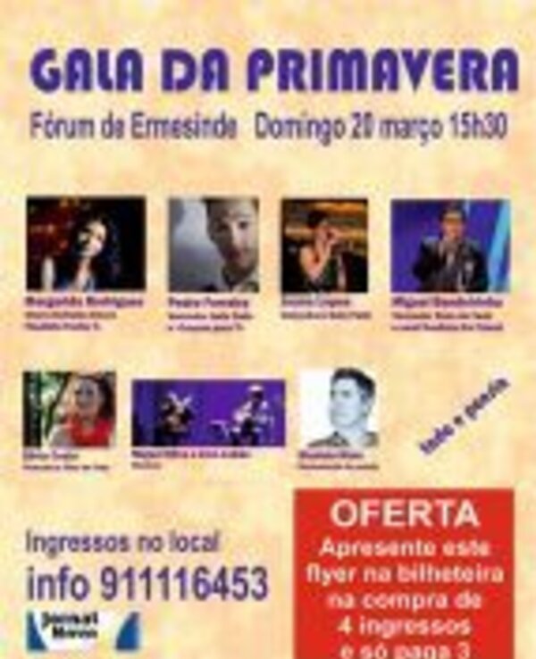 Cartaz da Gala da Primavera com informações sobre o evento e artistas.