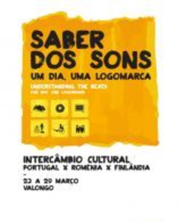 Cartaz do evento 'Saber dos Sons', intercâmbio cultural entre Portugal, Roménia e Finlândia.
