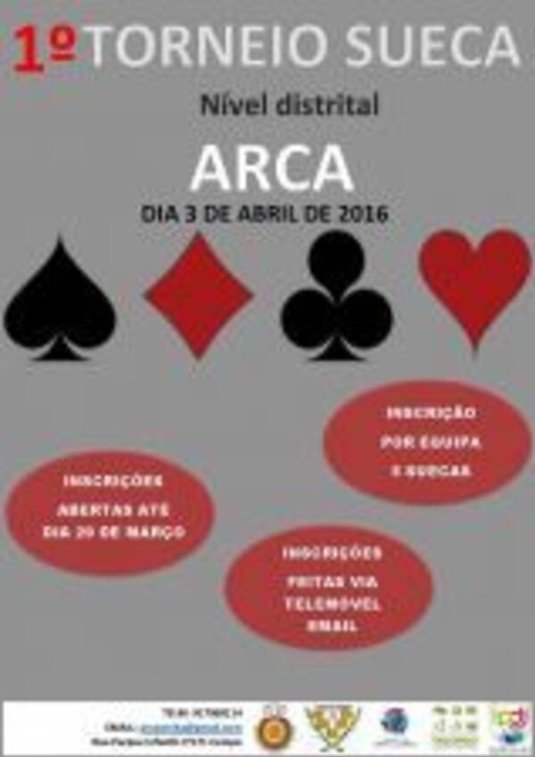 Cartaz do 1º Torneio de Sueca, com informações sobre inscrições e data.