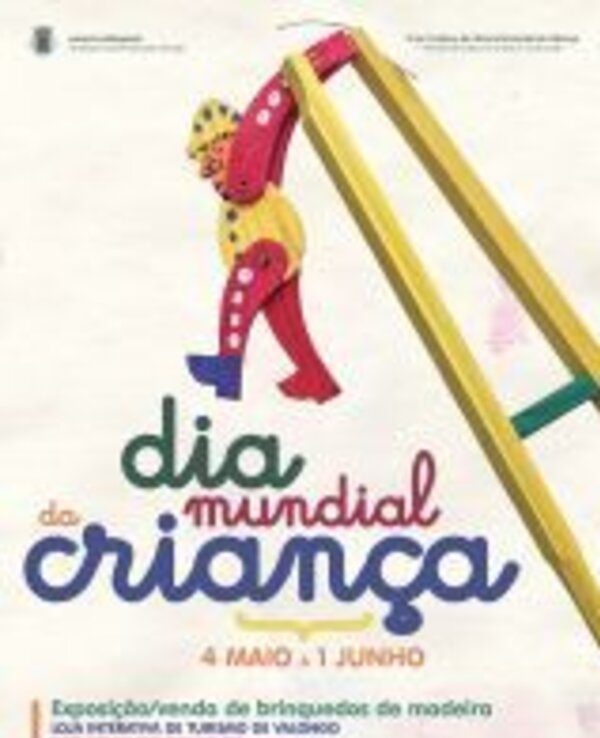 Cartaz do Dia Mundial da Criança com um palhaço colorido e informações do evento.