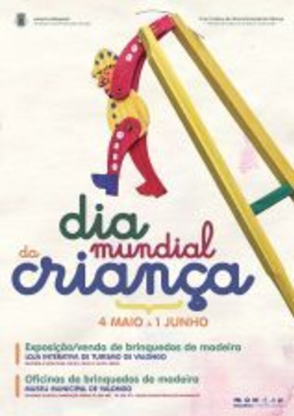 Cartaz do Dia Mundial da Criança com um palhaço colorido e informações do evento.