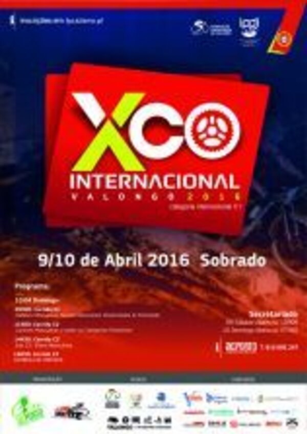 Cartaz do XCO Internacional Valongo 2016, com datas e programa do evento.