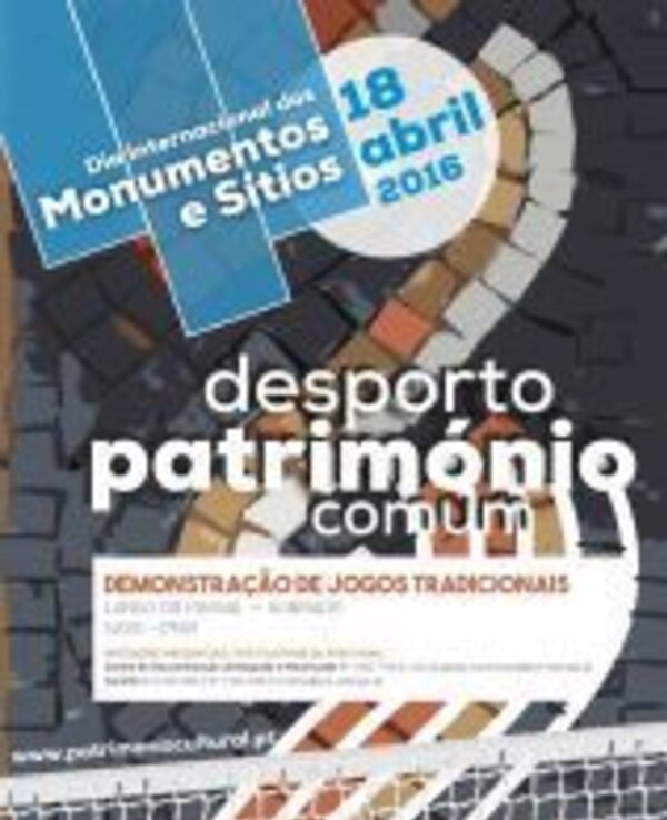 Cartaz sobre o Dia Internacional dos Monumentos e Sítios, com informações de evento.