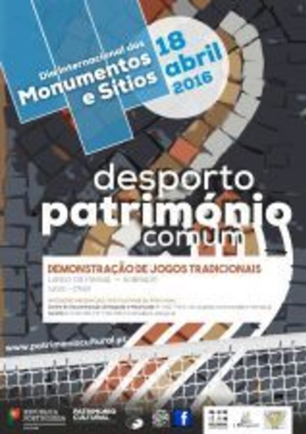 Cartaz sobre o Dia Internacional dos Monumentos e Sítios, com informações de evento.