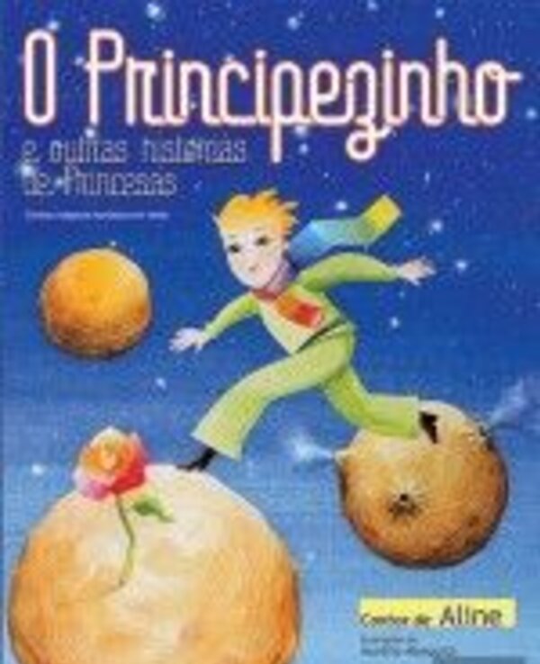 Capa do livro 'O Principezinho', com um menino a saltar entre planetas.