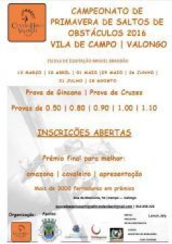Cartaz do Campeonato de Primavera de Saltos de Obstáculos 2016 em Valongo.