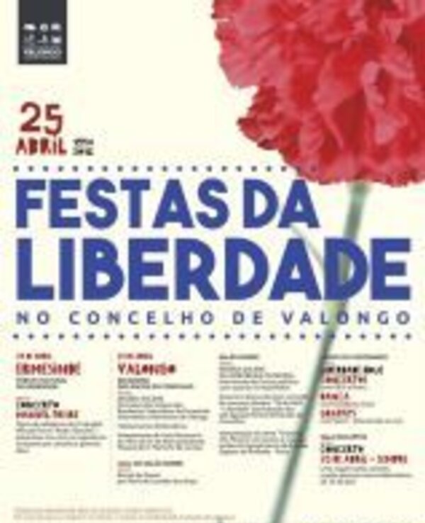 Cartaz das Festas da Liberdade em Valongo, com programação e datas.