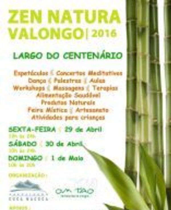 Cartaz do evento Zen Natura Valongo 2016 com programação e datas.