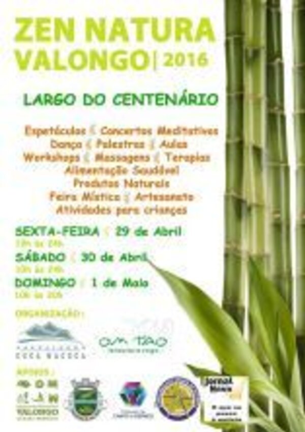 Cartaz do evento Zen Natura Valongo 2016 com programação e datas.