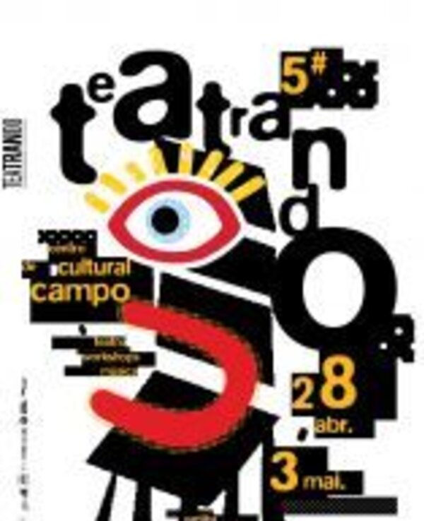 Cartaz colorido do evento 'Teatrando', com datas e elementos gráficos.