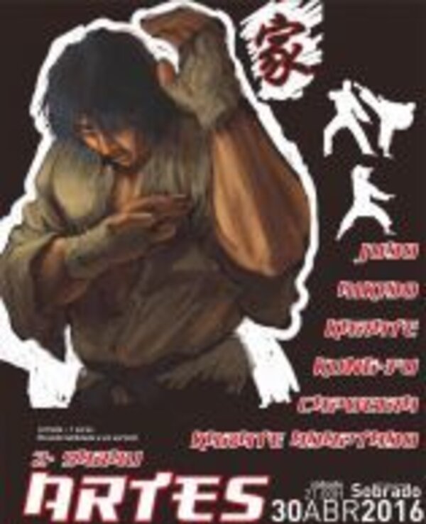 Cartaz de evento de artes marciais com um lutador em destaque.