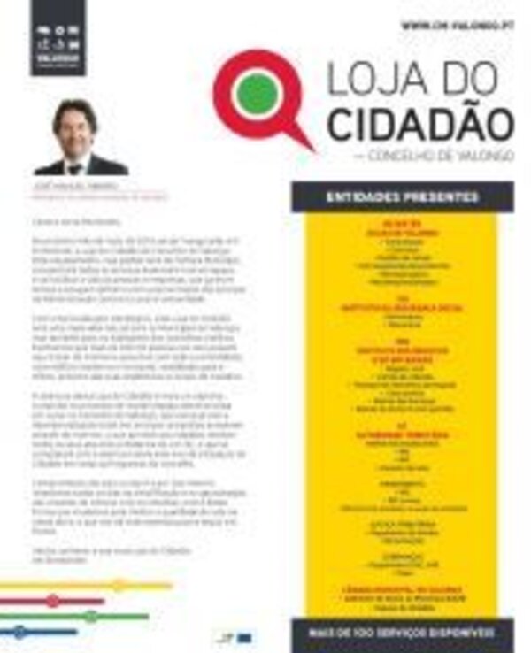 Cartaz da Loja do Cidadão com informações sobre serviços disponíveis.