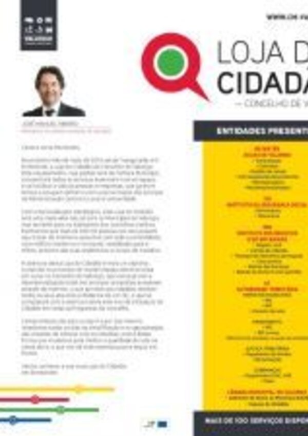 Cartaz da Loja do Cidadão com informações sobre serviços disponíveis.