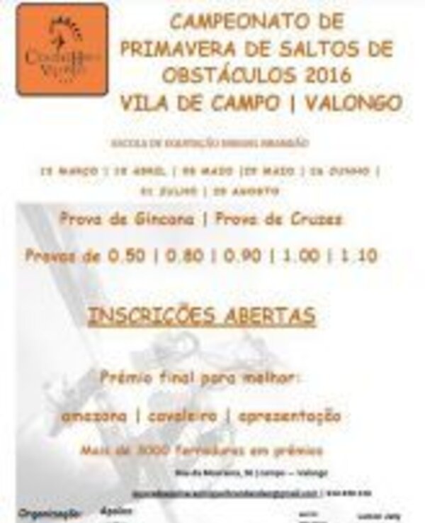 Cartaz do Campeonato de Saltos de Obstáculos 2016 em Valongo.