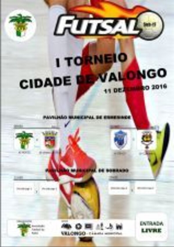 Cartaz do I Torneio Cidade de Valongo de Futsal, 11 de dezembro de 2016.