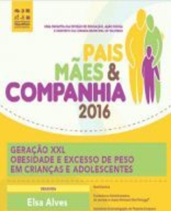 Cartaz do evento 'Pais, Mães & Companhia 2016' sobre obesidade infantil.