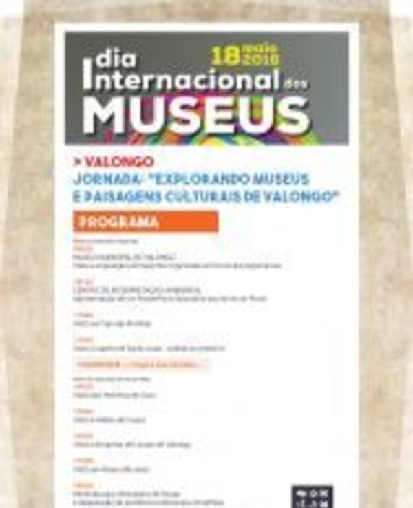 Cartaz do Dia Internacional dos Museus em Valongo, com programação detalhada.