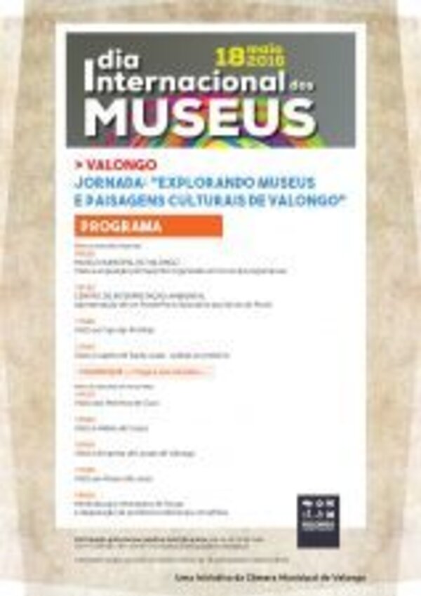 Cartaz do Dia Internacional dos Museus em Valongo, com programação detalhada.