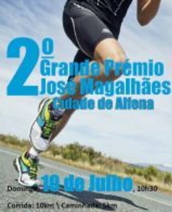Cartaz do 2º Grande Prémio José Magalhães em Almeirim, com corredor em ação.