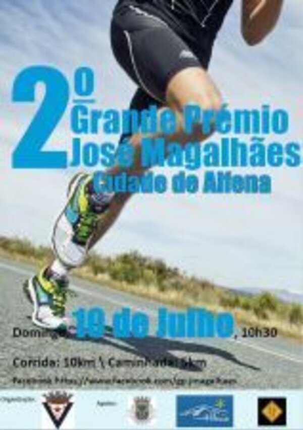 Cartaz do 2º Grande Prémio José Magalhães em Almeirim, com corredor em ação.